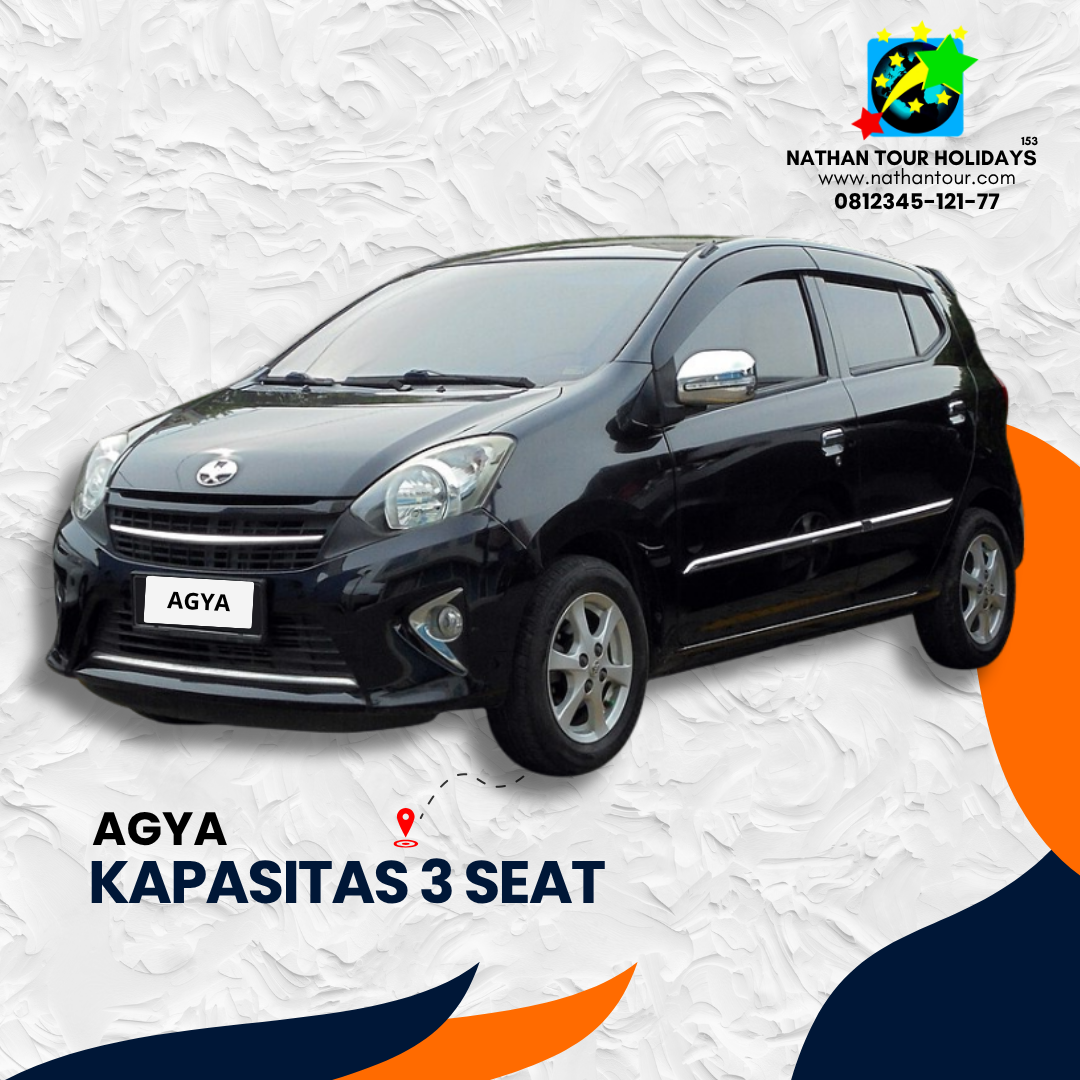 sewa transportasi agya 5 seat pariwisata jakarta nathan tour holidays 081234512177